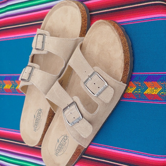 Woodstock Men's Vintage Brand NY Leather Cork Strap Sandals Tan size 11 - Picture 9 of 16